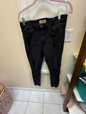 Blind Trust Men's Black Distressed Biker Skinny Jeans Size 32x32